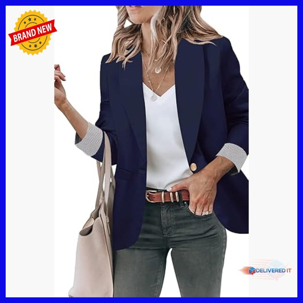 Open Front Blazer for Women, Long Sleeve Work Office Casual with Pockets